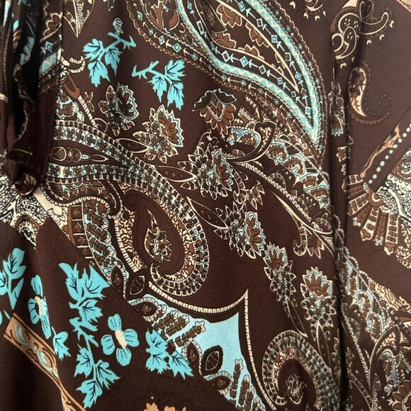 Marla Kim brown and blue asymmetrical paisley dress - Picture 4 of 5